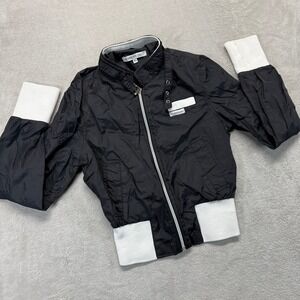 Vintage Members Only Jacket Women's XS Bomber Black White Racer Neck Windbreaker